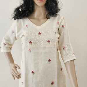 Suri - Munga Kota Kurti with embroidery and cutwork inspired pattern