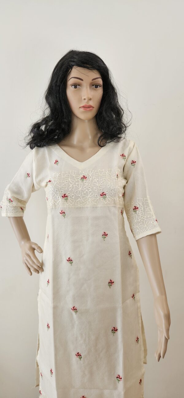 Suri - Munga Kota Kurti with embroidery and cutwork inspired pattern
