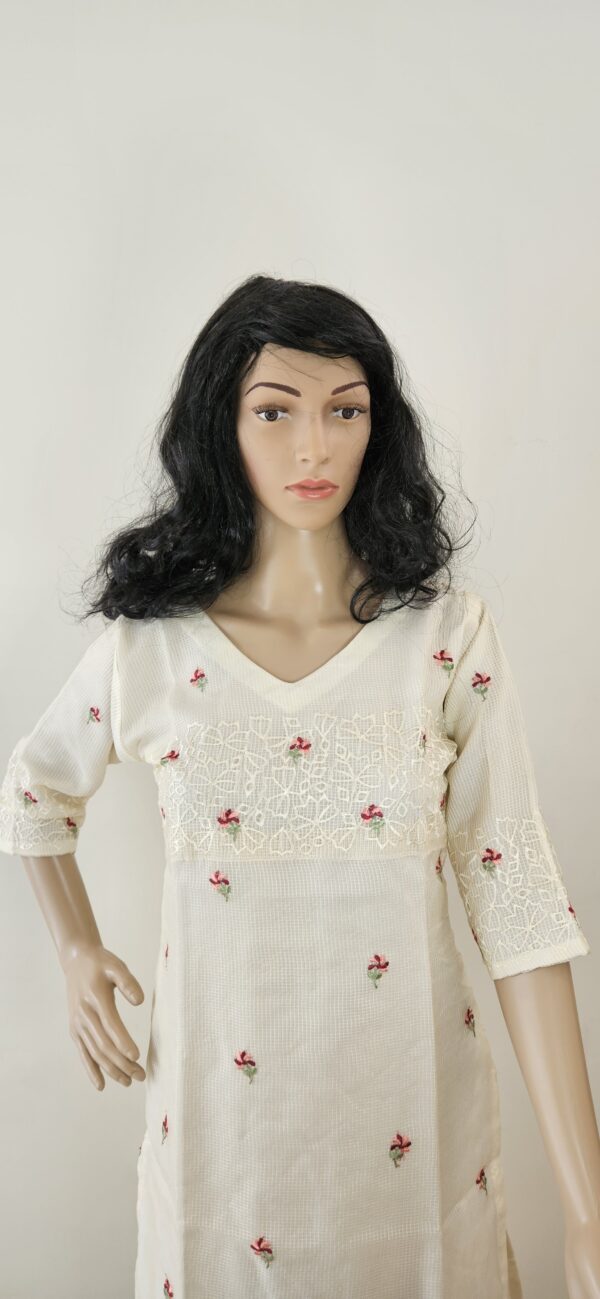 Suri - Munga Kota Kurti with embroidery and cutwork inspired pattern