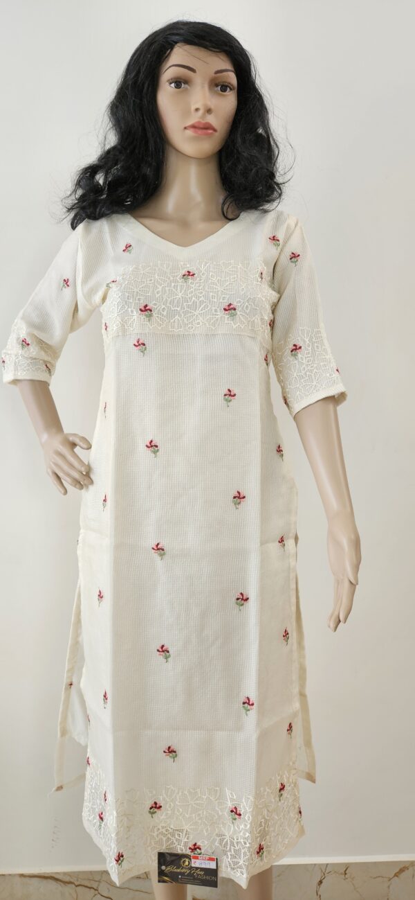 Suri - Munga Kota Kurti with embroidery and cutwork inspired pattern