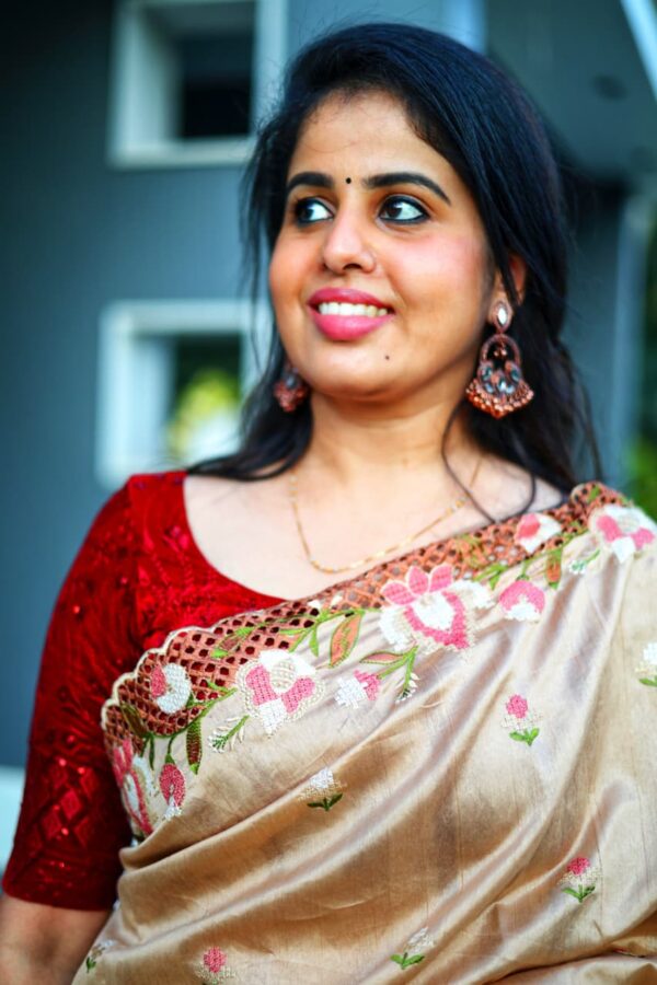 preorder: Blended Tussar saree with cross stitch and cutwork ( Available in 8 colors)