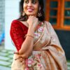 preorder: Blended Tussar saree with cross stitch and cutwork ( Available in 8 colors)