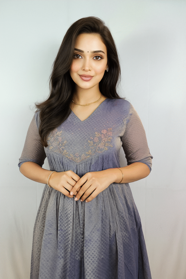 Pleeted dual tone Kurti With Handwork (MC-1)