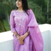 Elegant Lavender Kota Embroidered Two-Piece Set – Top & Dupatta