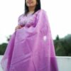 Elegant Lavender Kota Embroidered Two-Piece Set – Top & Dupatta