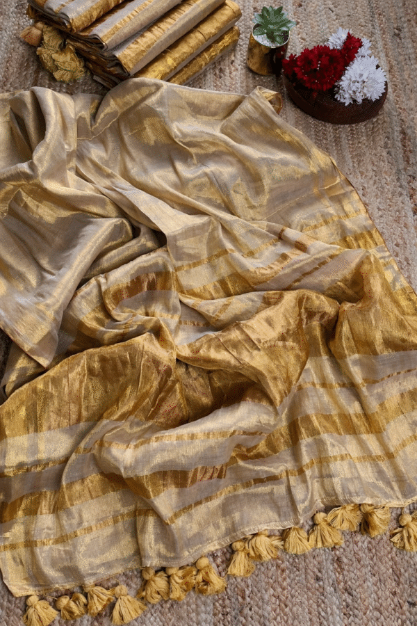 Defective clearance Swarna Mul cotton tissue saree