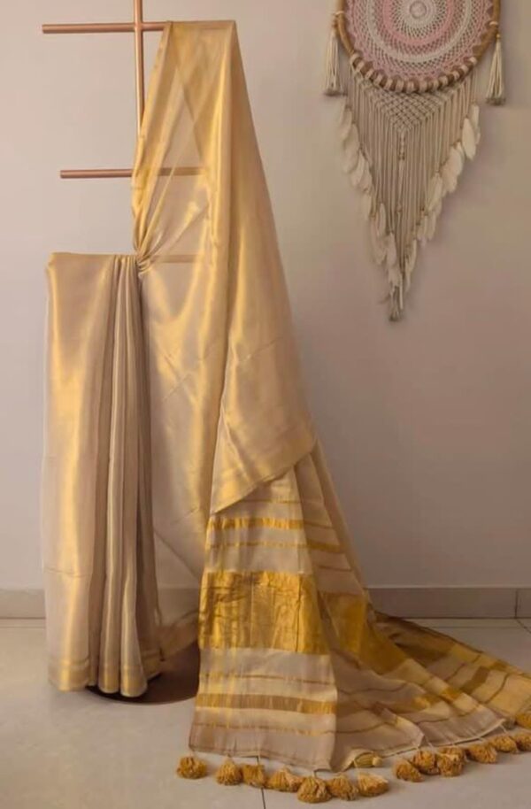 Defective clearance Swarna Mul cotton tissue saree