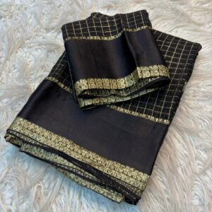 Black checks viscous georgette