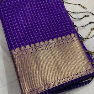 Trisha - violet checks katan silk saree