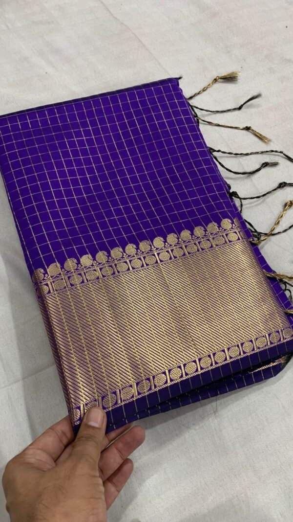 Trisha - violet checks katan silk saree