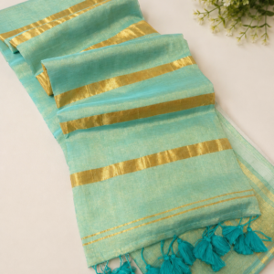 Hridya - Aqua green Swarna Mul cotton tissue saree