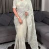 Swasti - offwhite Chandi silk Organza Saree with Embroidery