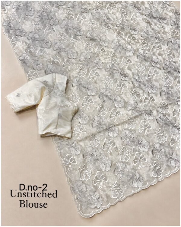 Swasti - offwhite Chandi silk Organza Saree with Embroidery