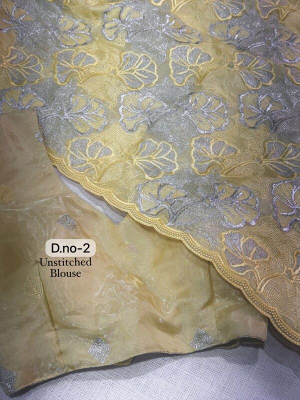 Swasti 002- yellow Chandi silk Organza Saree with Embroidery