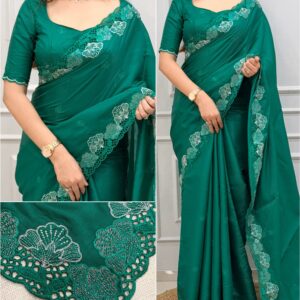 Rani 003- korean tussar with Embroidery and cutwork