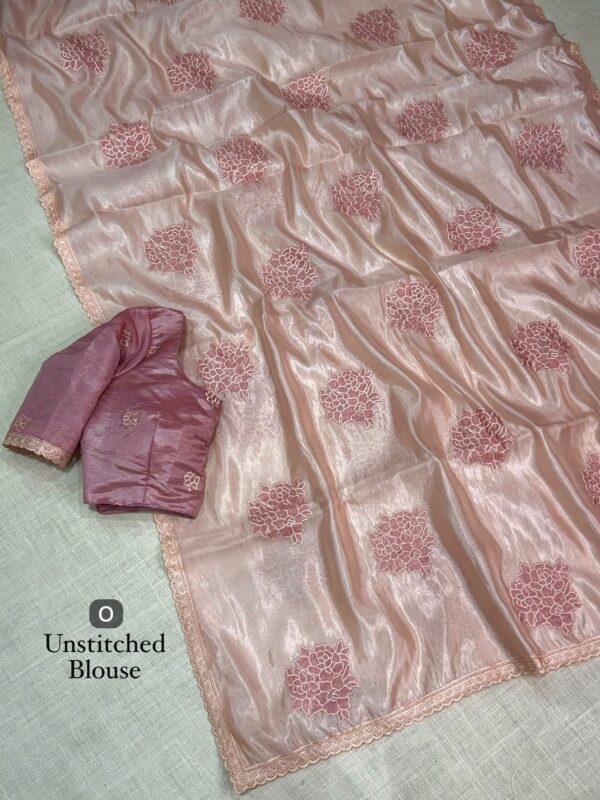 Flora 004- Applique floral rangoli silk saree