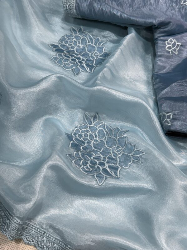 Flora 001- Applique floral rangoli silk saree