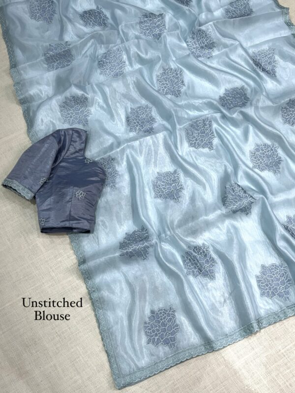 Flora 001- Applique floral rangoli silk saree